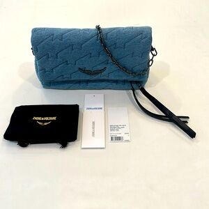 NWT ZADIG & VOLTAIRE Rocky quilted denim bag!